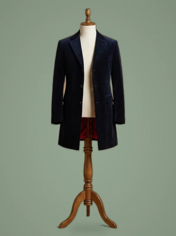 12TH Doctor Who Peter Capaldi Navy Blue Velvet Coat, front view