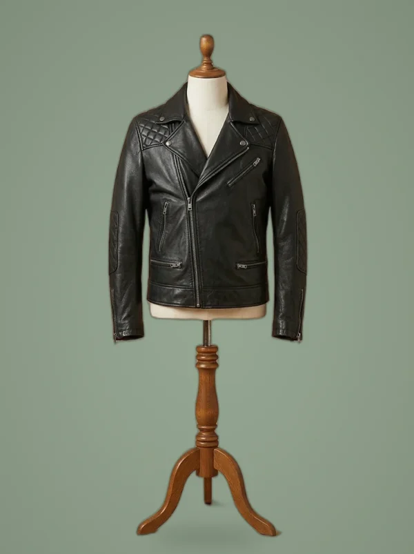 Adam Lambert Halloween Party Black Leather Jacket, front view