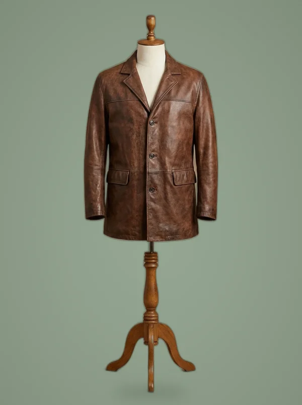 Dwayne Johnson Red Notice Leather Jacket, front view