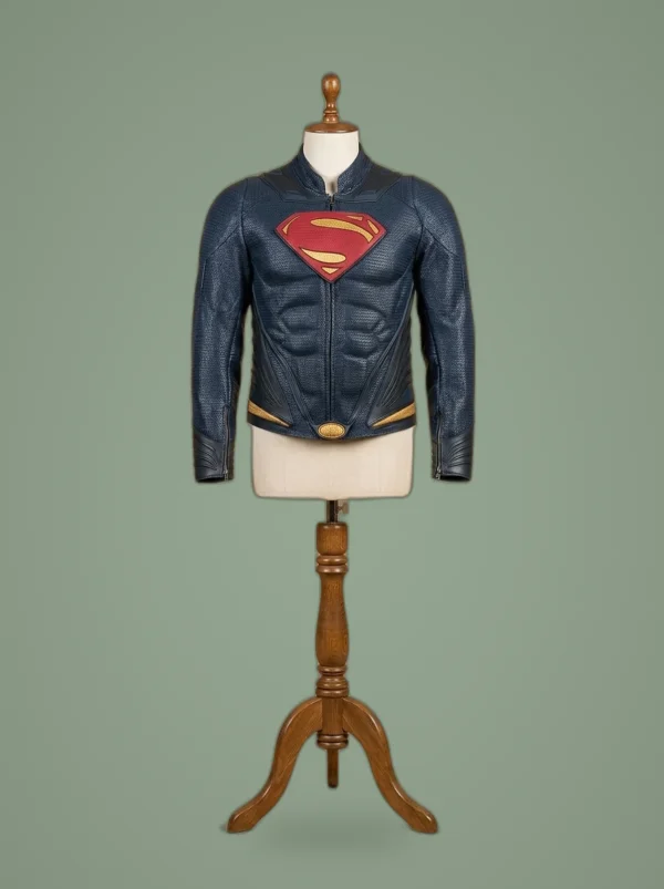 Man of Steel Henry Cavill Superman Real Perforated Leather Jacket, front view