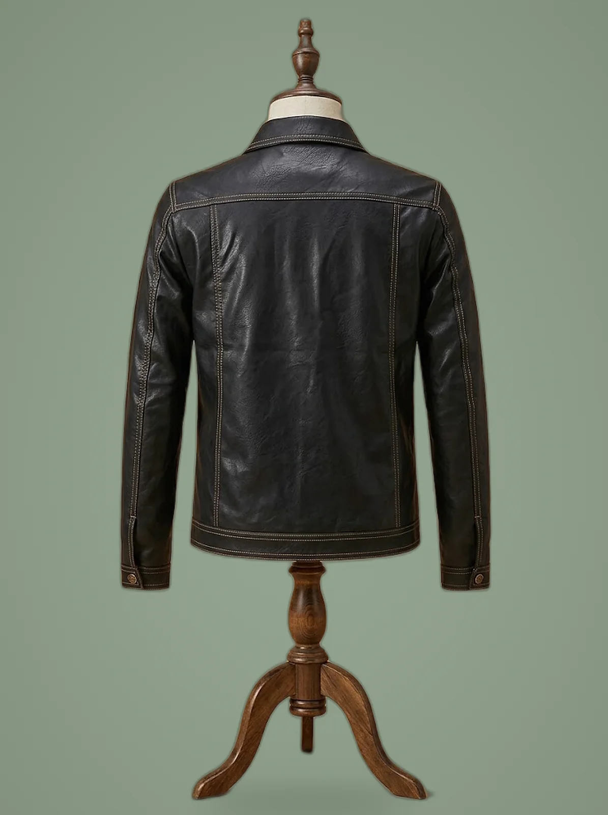 levis shirt black leather jacket back view