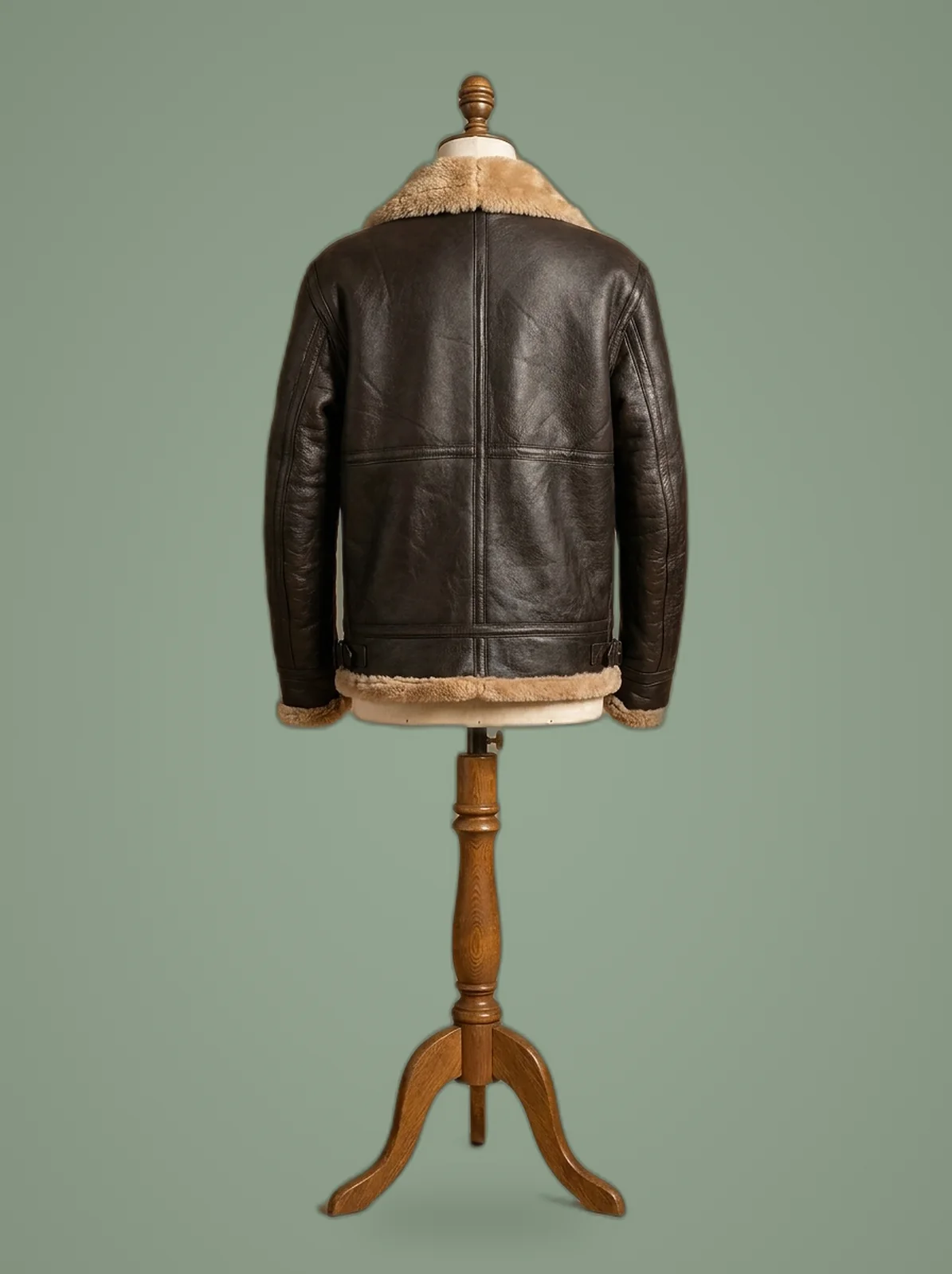 men B3 shearling aviator RAF bomber jacket back view