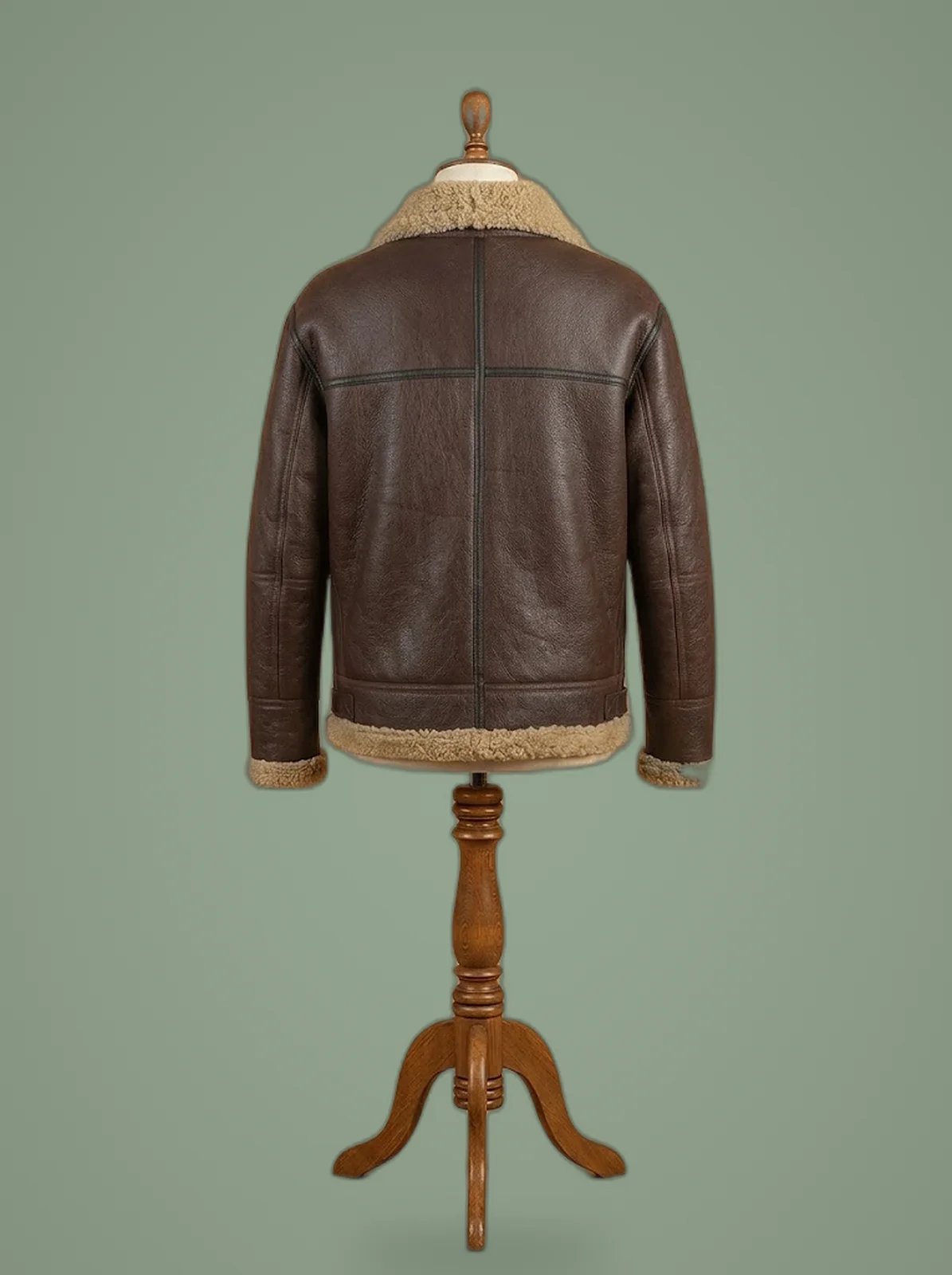men B3 brown leather aviator bomber jacket front view