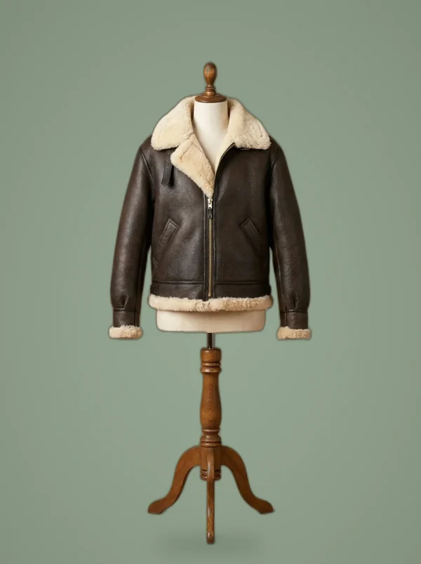 Men’s B3 Bomber Aviator USAF Real Sheepskin Shearling Leather Pilot Jacket, front view