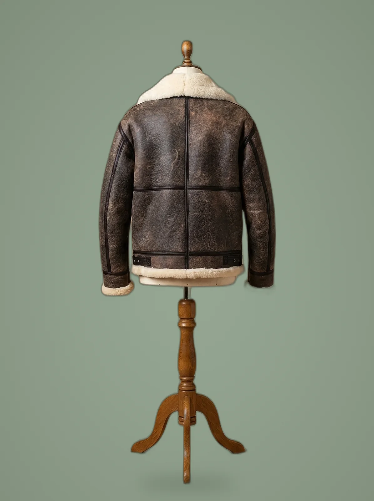 men B3 shearling pilot bomber jacket back view