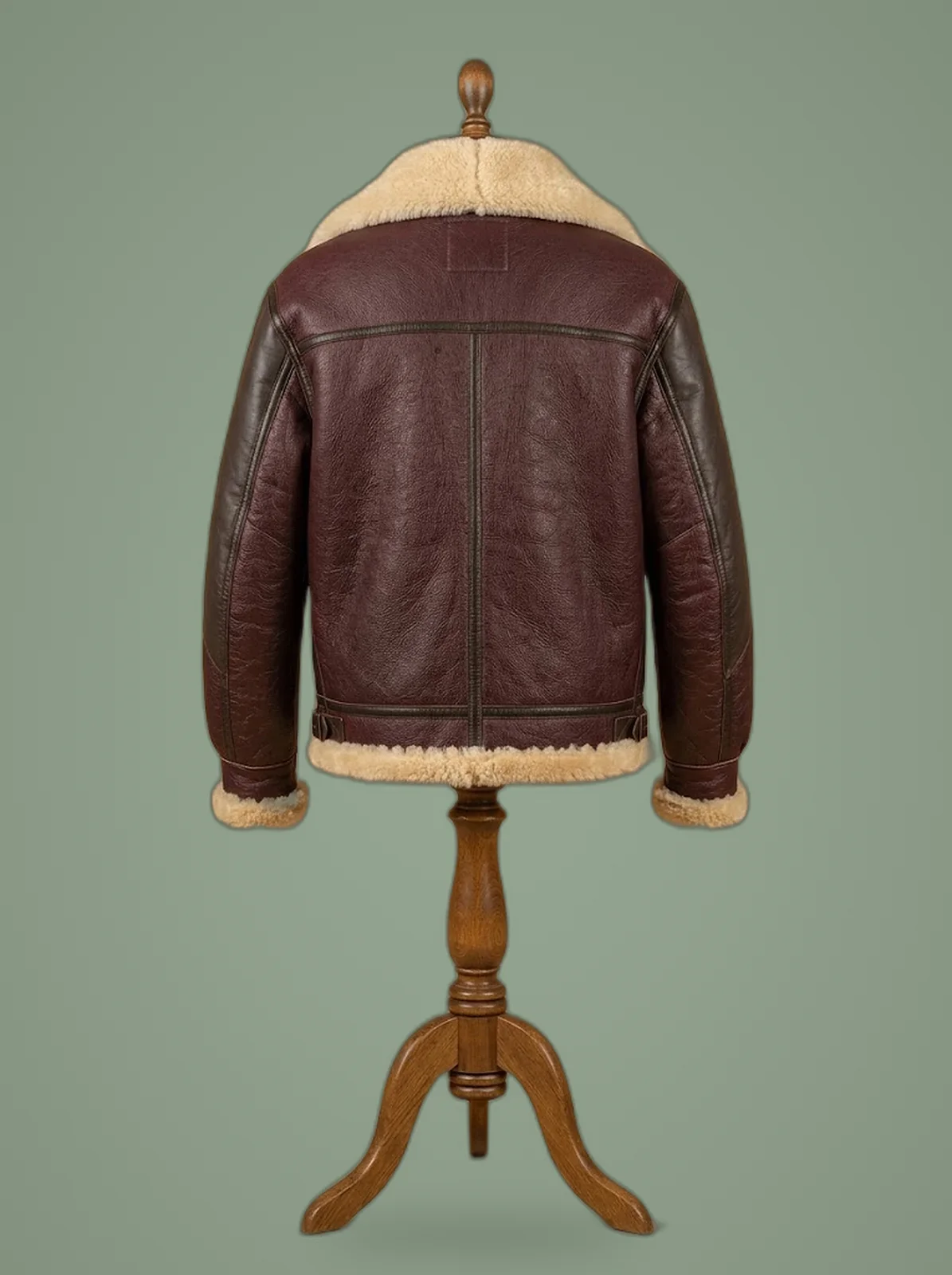 men B6 shearling bomber jacket back view