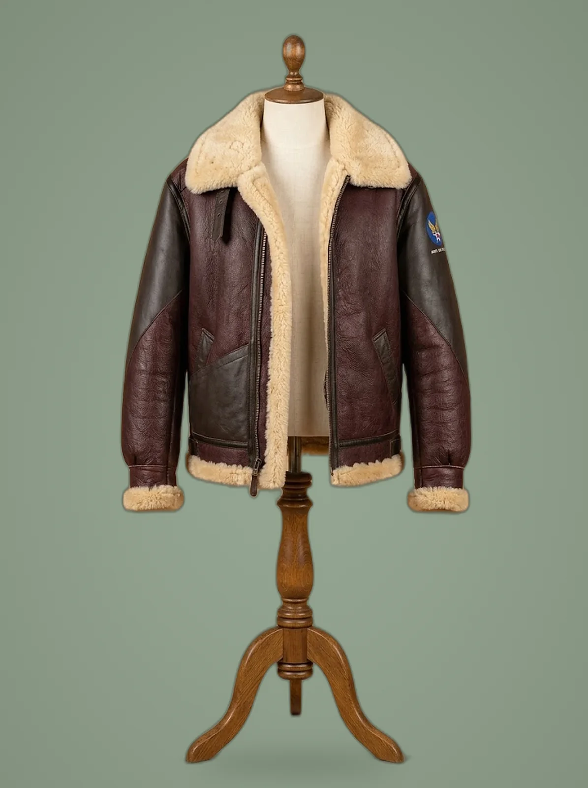 men B6 shearling bomber jacket front view