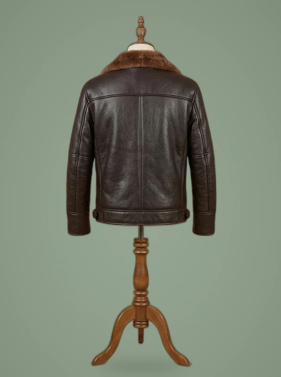 men B6 brown leather bomber jacket back view