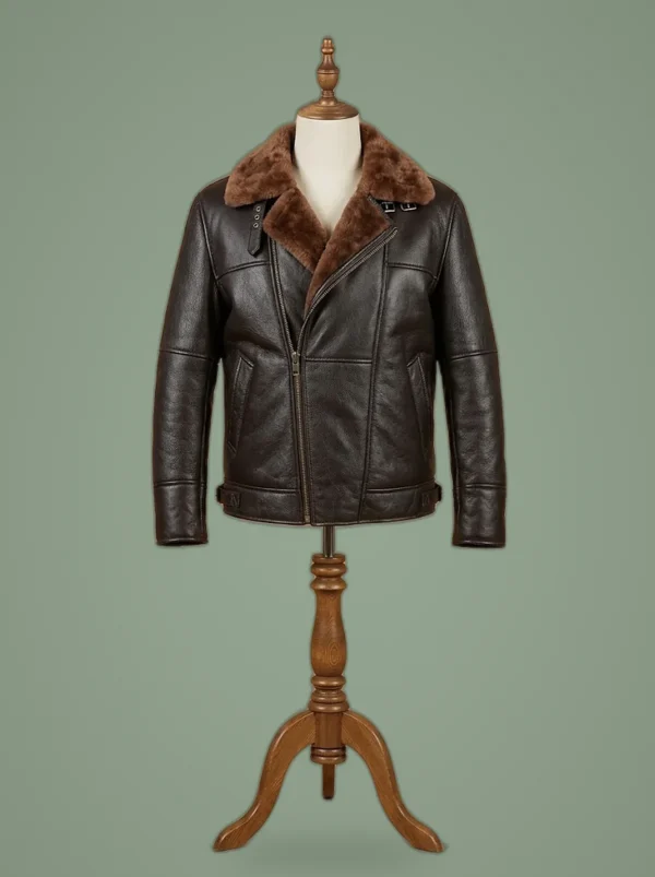 Men’s Brando Aviator B6 Bomber Real Sheepskin Brown Sheepskin Leather Jacket, front view