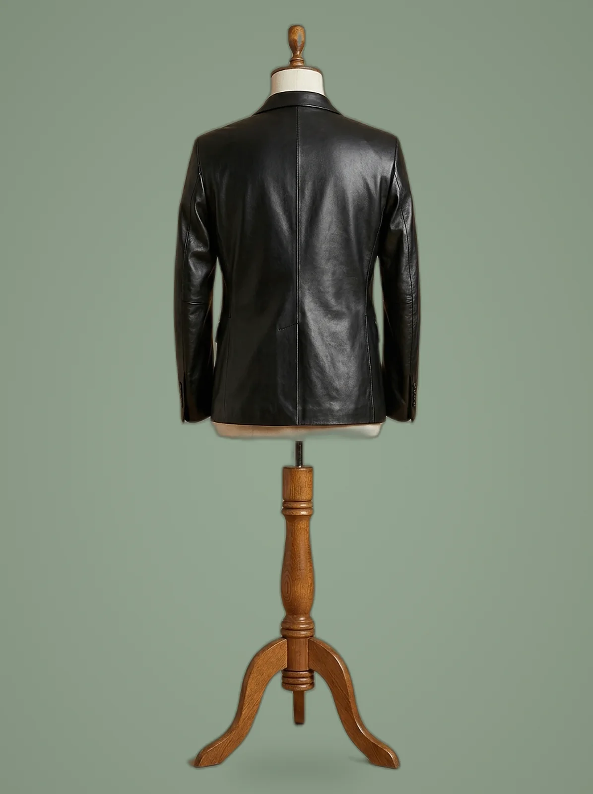 Men’s Genuine Real Leather Blazer Two Button Slim Fit Coat, detail view