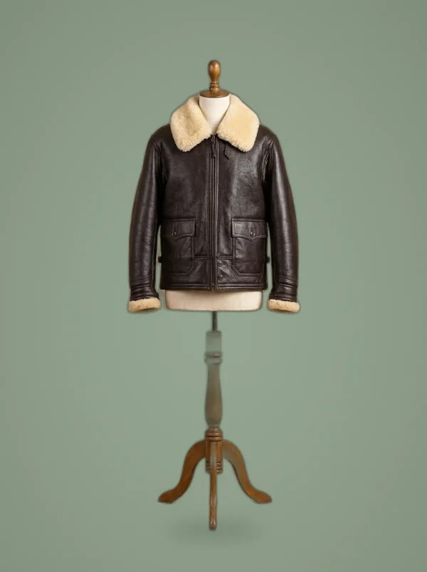 Men’s Navy Flight M-445A Real Sheepskin Shearling Leather Jacket, front view