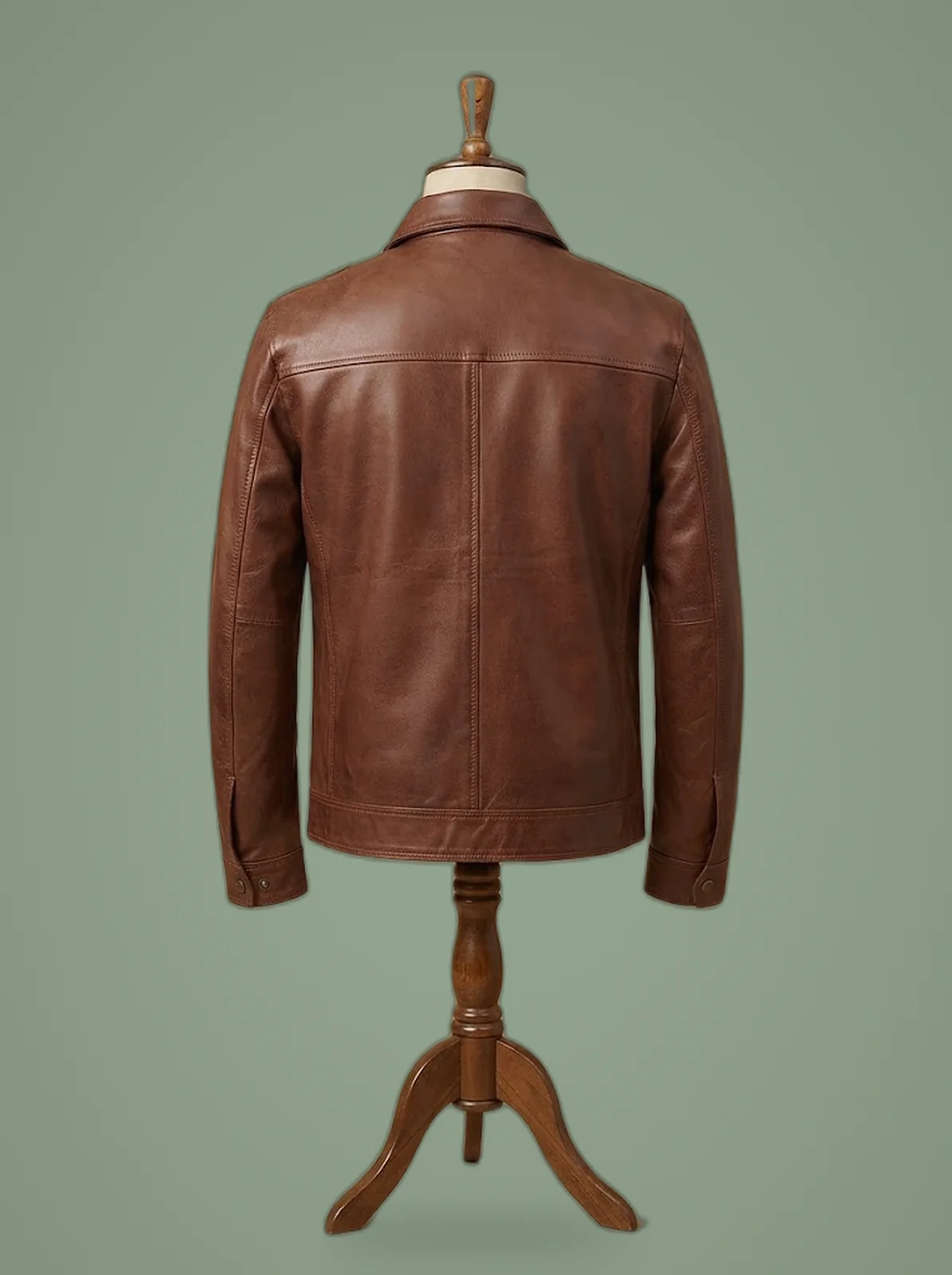 Men’s Vintage Motorcycle Genuine Leather Biker Cafe Racer Brown Jacket1, back view