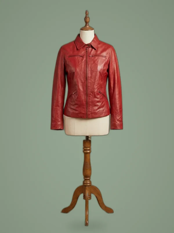 Once Upon a Time Jennifer Morrison Red Leather Jacket, front view