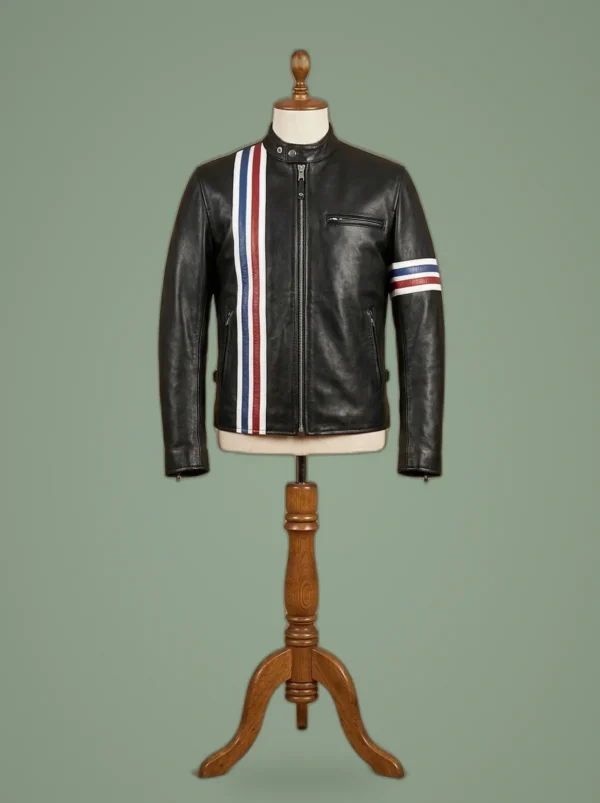 Peter Fonda Easy Rider Black Vintage Motorcycle Biker Real Leather Jacket, front view