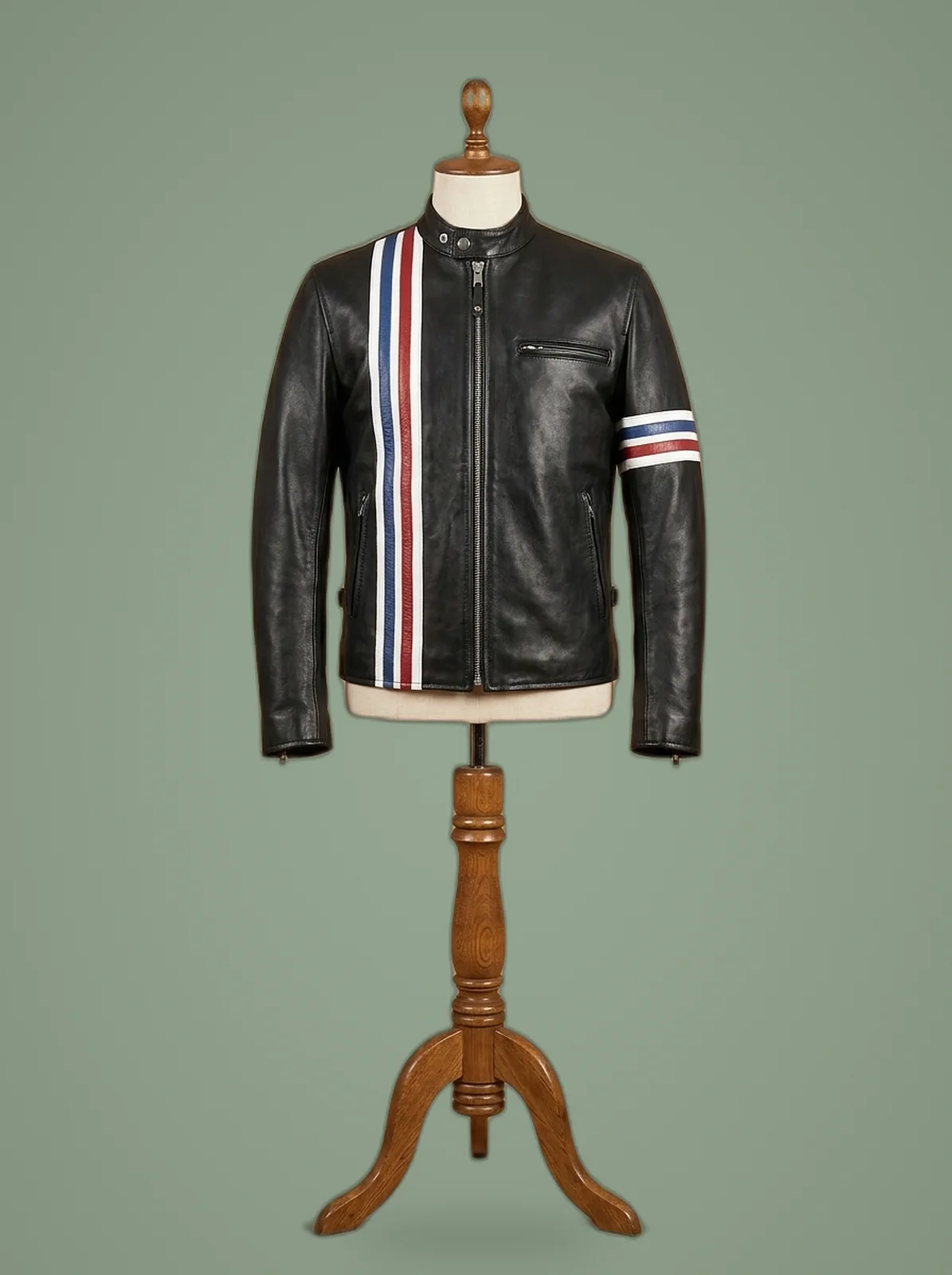 Peter Fonda Easy Rider Black Vintage Motorcycle Biker Real Leather Jacket, front view