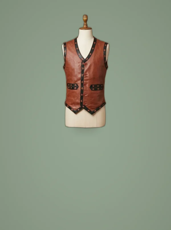 The Warriors Real Leather Vest Jacket, front view