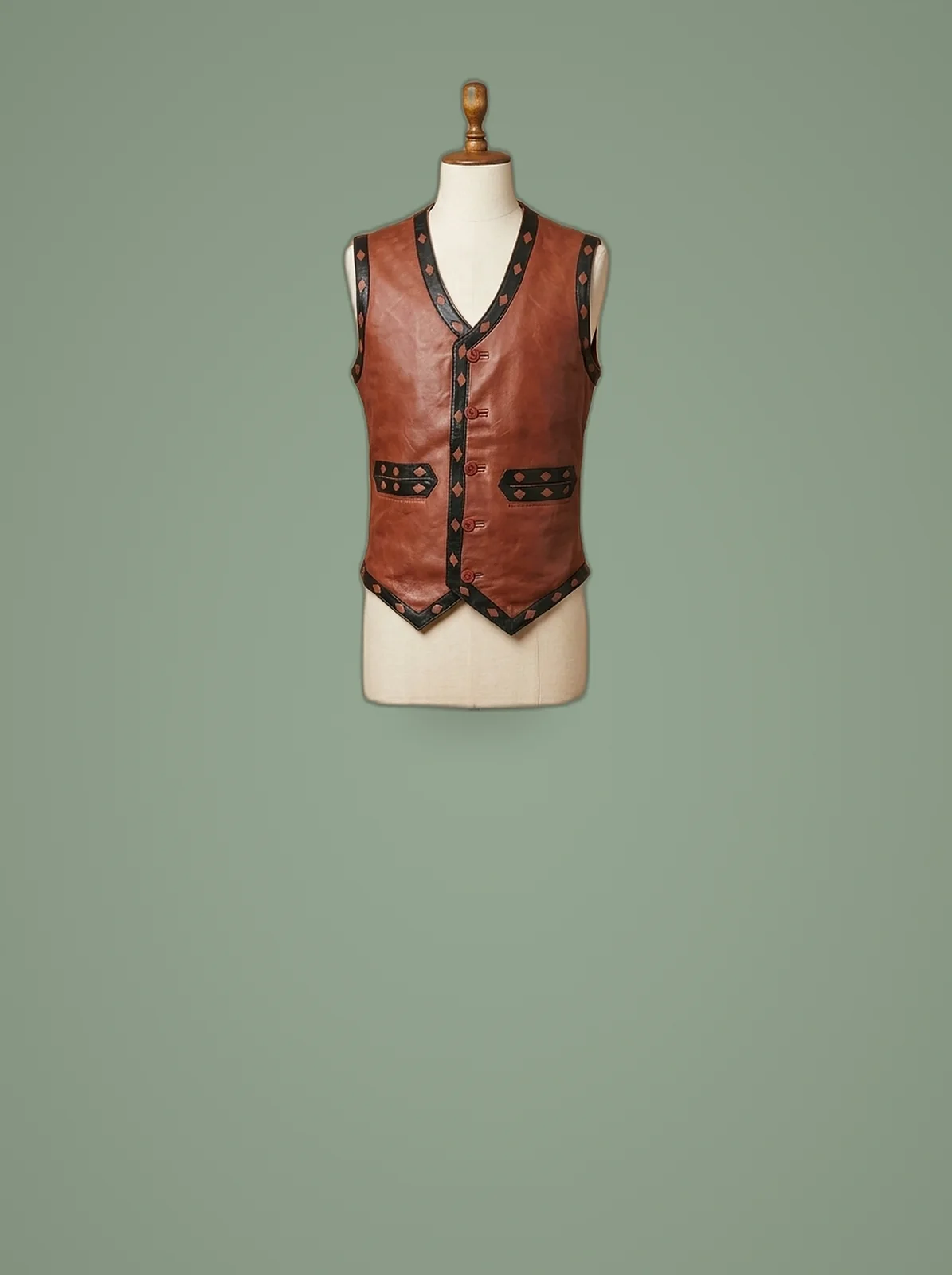 The Warriors Real Leather Vest Jacket, front view
