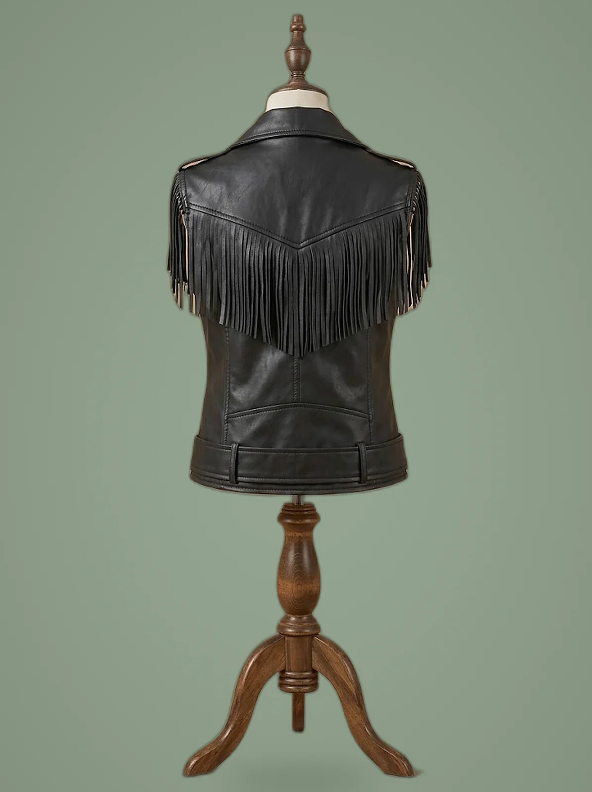 brando motorcycles black leather vest back view