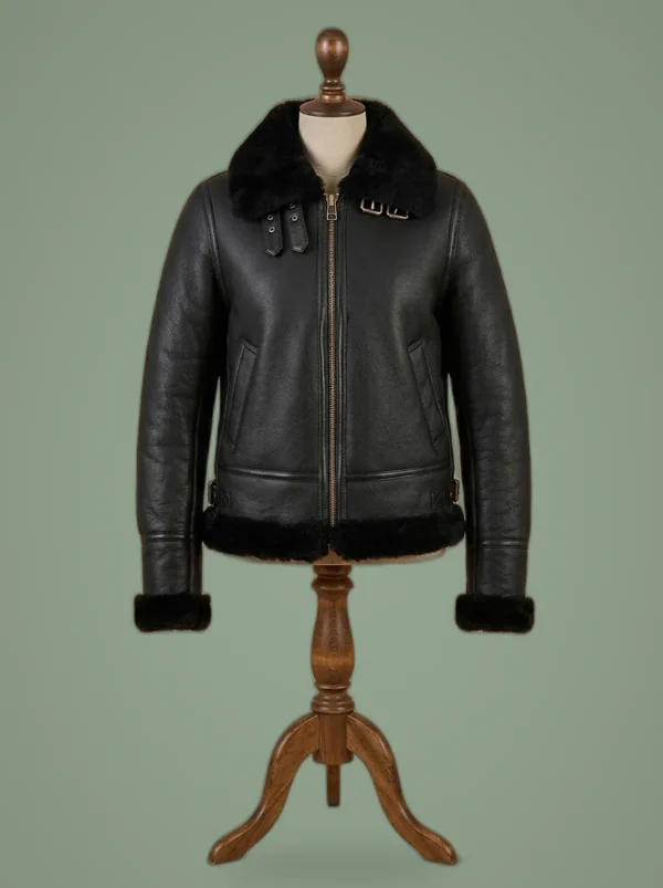 Women’s RAF B3 Bomber Aviator Real Leather Jacket Sheep Skin Pilot Flying Coat, front view