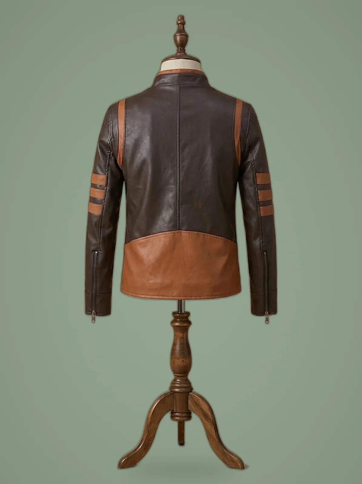 xmen 1 wolverine brown biker leather jacket back view